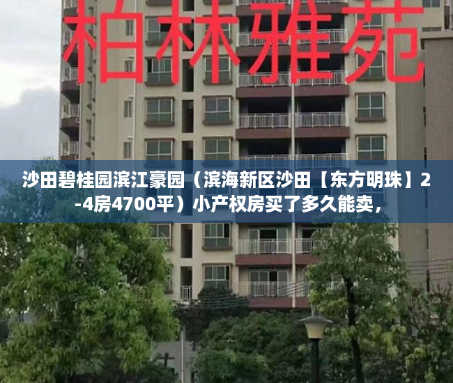 沙田碧桂园滨江豪园（滨海新区沙田【东方明珠】2-4房4700平）小产权房买了多久能卖，