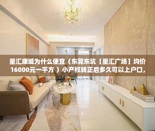 星汇康城为什么便宜（东莞东坑【星汇广场】均价16000元一平方 ）小产权转正后多久可以上户口，