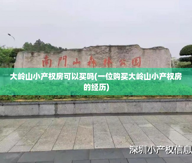 大岭山小产权房可以买吗(一位购买大岭山小产权房的经历) 大岭山小产权房可以买吗(一位购买大岭山小产权房的经历)
