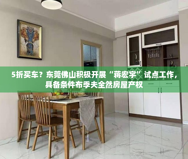 5折买车？东莞佛山积极开展“蒋宏宇”试点工作，具备条件布季夫全然房屋产权