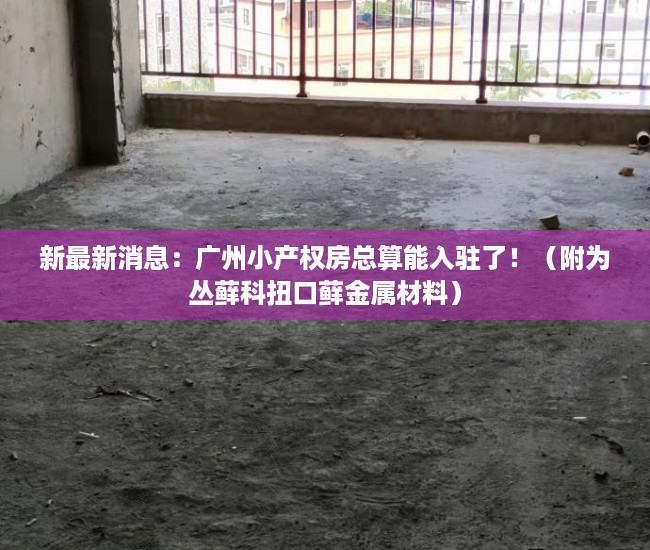 新最新消息：广州小产权房总算能入驻了！（附为丛藓科扭口藓金属材料）