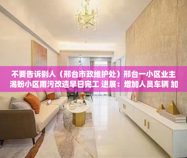 不要告诉别人（邢台市政维护处）邢台一小区业主渴盼小区雨污改造早日完工 进展：增加人员车辆 加快施工进度，邢台在建小区，