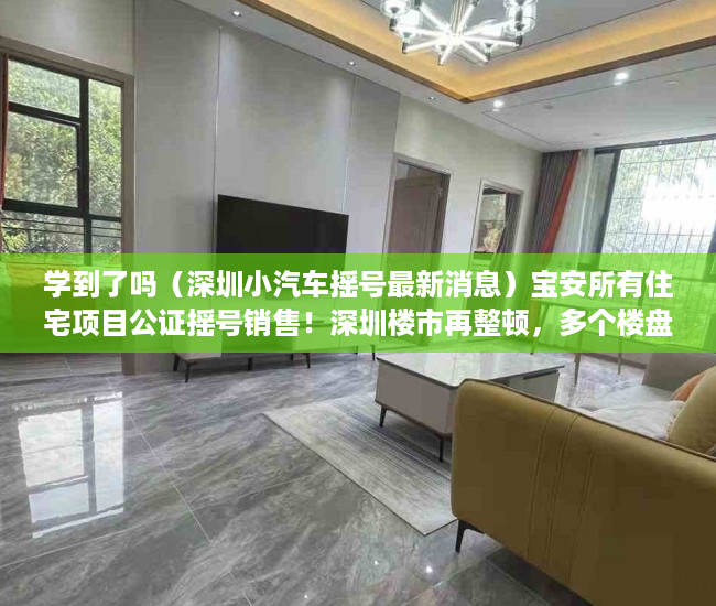 学到了吗（深圳小汽车摇号最新消息）宝安所有住宅项目公证摇号销售！深圳楼市再整顿，多个楼盘被约谈，深圳本地宝摇号，