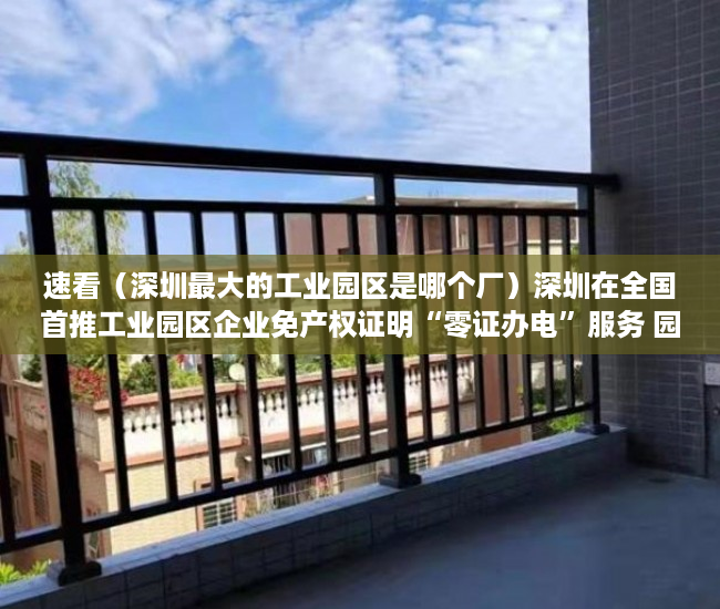 速看（深圳最大的工业园区是哪个厂）深圳在全国首推工业园区企业免产权证明“零证办电”服务 园区供电服务直达终端企业，深圳最大的工业园区是哪个街道，