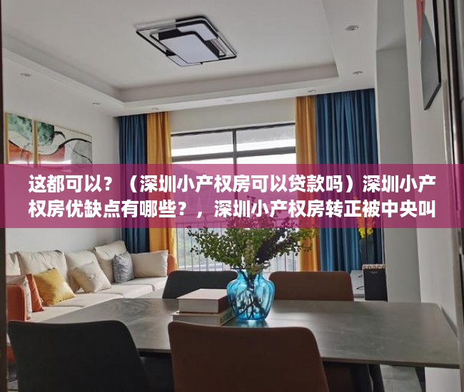 这都可以？（深圳小产权房可以贷款吗）深圳小产权房优缺点有哪些？，深圳小产权房转正被中央叫停，