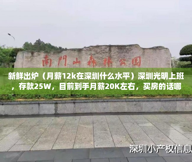 新鲜出炉（月薪12k在深圳什么水平）深圳光明上班，存款25W，目前到手月薪20K左右，买房的话哪里好呢？附近小产权v惠州大亚湾商品房，深圳税前月薪20k什么水平，