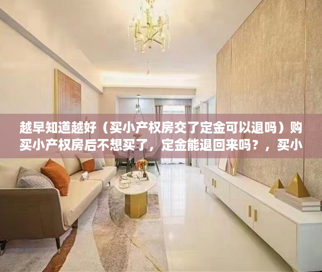 越早知道越好（买小产权房交了定金可以退吗）购买小产权房后不想买了，定金能退回来吗？，买小产权房定金交了未签订合同不想买了,可以退吗，