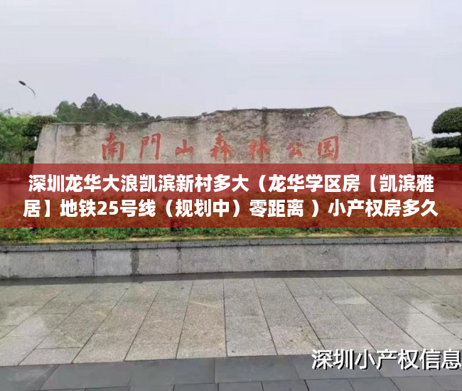 深圳龙华大浪凯滨新村多大（龙华学区房【凯滨雅居】地铁25号线（规划中）零距离 ）小产权房多久年才拆，
